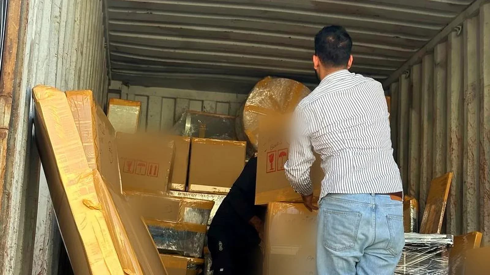 Household goods packed for an international move from Dubai to the UK
